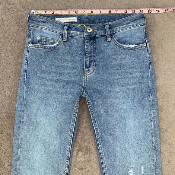 Pilcro and the Letterpress Side Velvet Lace Up Mid Rise Straight Leg Jeans Sz 26 - Picture 11 of 15